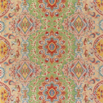 Osborne & Little BERBER F5251-03 Sage green, terracotta red and cream with blue accents