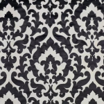Osborne & Little CONCETTI VELVET F5950-08 Deep black and crisp white with high contrast damask pattern