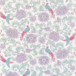 Osborne & Little BABUR F6111-02 Soft lilac flowers with mint green foliage and pink accents
