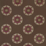 Osborne & Little KOLAM F6133-03 Chocolate brown background with magenta, cream and olive details