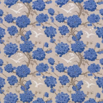 Osborne & Little JAPONERIE F6560-01 Cobalt blue and beige with taupe brown accents