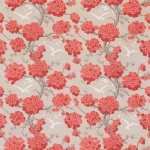 Osborne & Little JAPONERIE F6560-05 Coral red and beige with light grey stem accents