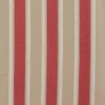 Osborne & Little CHANTILLY STRIPE F6561-03 Coral red, beige and white vertical striped fabric design