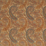 Osborne & Little PATARA F6740-06 Warm caramel brown and cream with teal blue touches