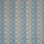 Osborne & Little KONYA F6741-02 Turquoise, navy blue and taupe with white accents