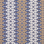 Osborne & Little PALAS F6746-02 Navy blue, camel tan and bright white tribal design