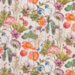 Osborne & Little MEADOW F7010-01 Coral pink, sage green and blue on cream background