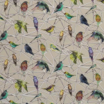 Osborne & Little AVIARY F7011-02 Beige background with turquoise, russet brown and yellow accents