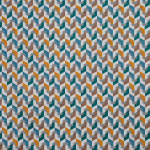 Osborne & Little PAGEANT F7050-02 Teal blue, mustard yellow and copper brown with grey background
