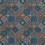 Osborne & Little CERVO F7178-02 Teal blue, mustard gold and slate grey with lilac accents