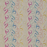 Osborne & Little LERICI F7179-02 Fuchsia pink, blue and yellow swirls on cream background