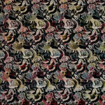 Osborne & Little COSIMO F7182-01 Black background with burgundy red, sage green and soft pink accents
