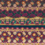 Osborne & Little TORCELLO F7185-02 Rich plum purple, mustard yellow and teal with orange accents