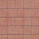Osborne & Little CALLI F7200-07 Terracotta orange with coral red and teal grid outlines