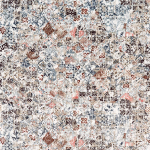 Osborne & Little POPPEA F7293-02 Soft beige background with navy blue and terracotta rust accents