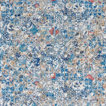 Osborne & Little POPPEA F7293-03 Cream base with cobalt blue and coral red highlights