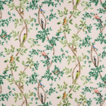 Osborne & Little NETHERFIELD F7403-02 Emerald green foliage on soft pink background with taupe branches