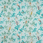 Osborne & Little NETHERFIELD F7403-03 Teal green foliage on pale duck egg background with beige branches