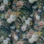 Osborne & Little FULLERTON F7405-01 Dark green with white blooms and soft pink floral accents