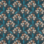 Osborne & Little RUSHWORTH F7407-02 Charcoal grey with turquoise foliage, cream and copper accent colours