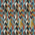 Osborne & Little FELICIA F7420-02 Rich terracotta, teal blue and mustard yellow with navy accents