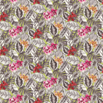 Osborne & Little ZEBRINA F7447-03 Lime green background with grey leaves, pink and red flowers