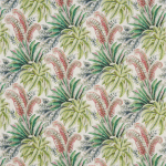 Osborne & Little TALAMANCA F7590-01 Vibrant coral pink, sage green and emerald on cream background