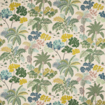 Osborne & Little MALABAR F7591-01 Forest green, mustard yellow and teal blue on cream background