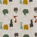 Osborne & Little AMPHORA F7594-01 Forest green, ochre mustard and rusty terracotta on cream background