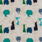 Osborne & Little AMPHORA F7594-02 Emerald green, navy blue and turquoise on beige background