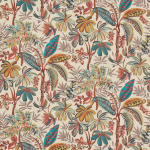 Osborne & Little TIVOLI F7595-01 Turquoise, terracotta, and mustard tones on cream background