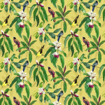 Osborne & Little MICHELIA OUTDOOR F7662-01 Vibrant chartreuse yellow with emerald green and magenta accents