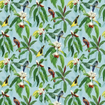 Osborne & Little MICHELIA OUTDOOR F7662-02 Soft duck egg blue with emerald green and russet accents