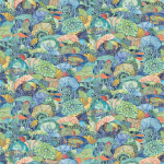 Osborne & Little MARITIMA F7665-01 Vibrant teal blue, navy and coral with golden yellow accents