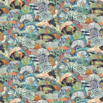 Osborne & Little MARITIMA F7665-02 Soft sage green, cream and coral with navy blue details