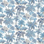 Osborne & Little MALABAR OUTDOOR F7666-01 Various shades of azure blue and navy with cream accents