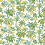 Osborne & Little MALABAR OUTDOOR F7666-02 Vibrant emerald and sage green with mustard yellow highlights