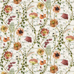 Osborne & Little LAMORRAN TRAIL F7671-03 Terracotta, orange and burgundy flowers with green stems on cream b...
