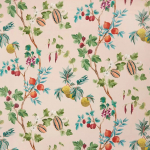 Osborne & Little ORCHARD LINEN F7673-04 Orange, turquoise and green on soft pink background