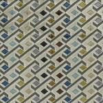Osborne & Little ILARIA F7740-03 Light grey base with slate grey, navy blue and mustard accents