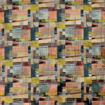 Osborne & Little CHROMATICA F7744-01 Teal blue, coral pink, and mustard yellow with grey accents