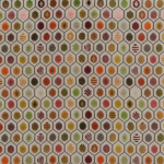 Osborne & Little PELANGI VELVET F7745-02 Light beige background with burnt orange, burgundy and olive green ...