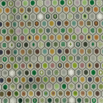 Osborne & Little PELANGI VELVET F7745-03 Silver grey background with emerald green, sage and navy accents