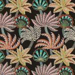 Osborne & Little RAVENALA F7778-01 Vibrant coral pink, turquoise blue and black with cream accents