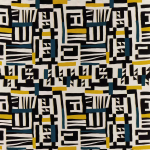 Osborne & Little ZAWAYA F7830-02 Black, teal blue and bright yellow on white background