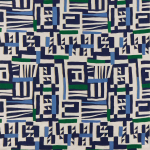 Osborne & Little ZAWAYA F7830-03 Navy blue, emerald green and cornflower blue on cream background