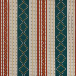 Osborne & Little TURKANA F7833-01 Deep teal green, terracotta rust, and cream with gold accents