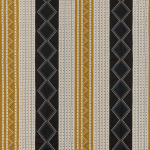 Osborne & Little TURKANA F7833-02 Black, mustard gold, and cream with subtle blue highlights