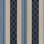 Osborne & Little TURKANA F7833-03 Navy blue, teal blue, and cream with turquoise stitching