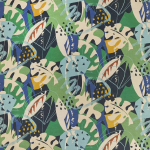Osborne & Little ZYLINA F7834-02 Forest green, navy blue and pale blue with cream background